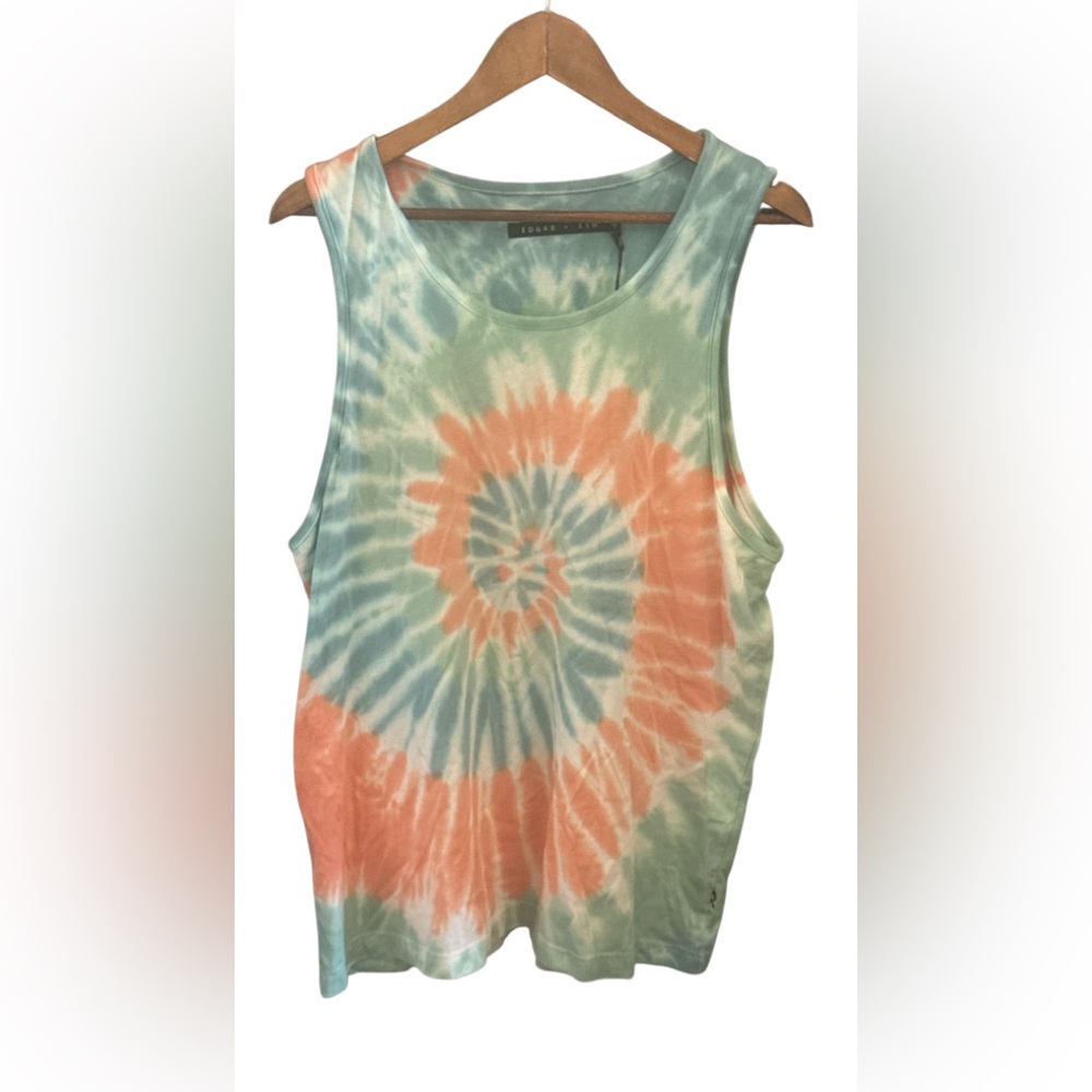 Vibrant Tie-Dye Tank Top - Green and Orange